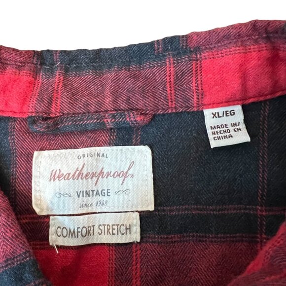 Weatherproof Vintage XL Black Red Buffalo Plaid Button Down Shirt Sz Extra Large - Picture 7 of 9